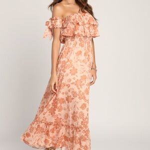 Lulus Love And Blooms Blush Floral Print Off-the-shoulder Dress Pink - Size S